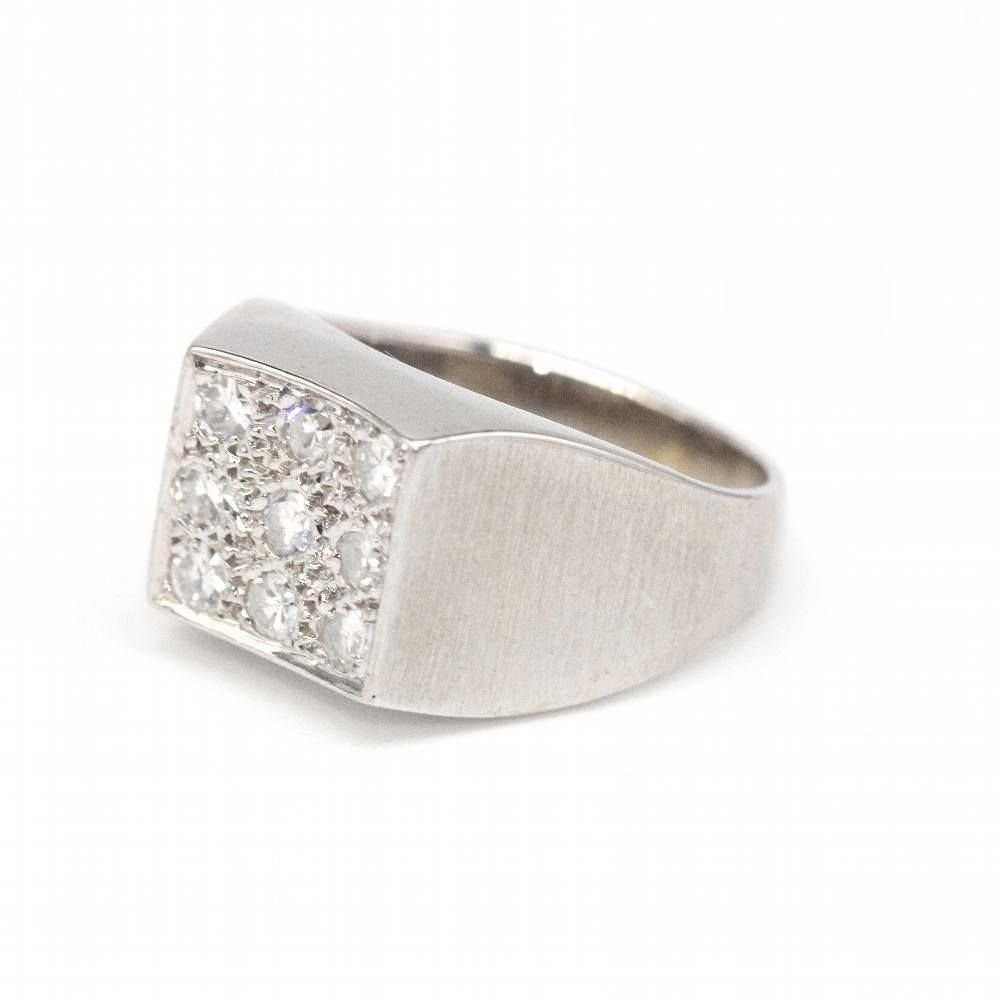 Chevalière en or blanc et diamants - Castafiore