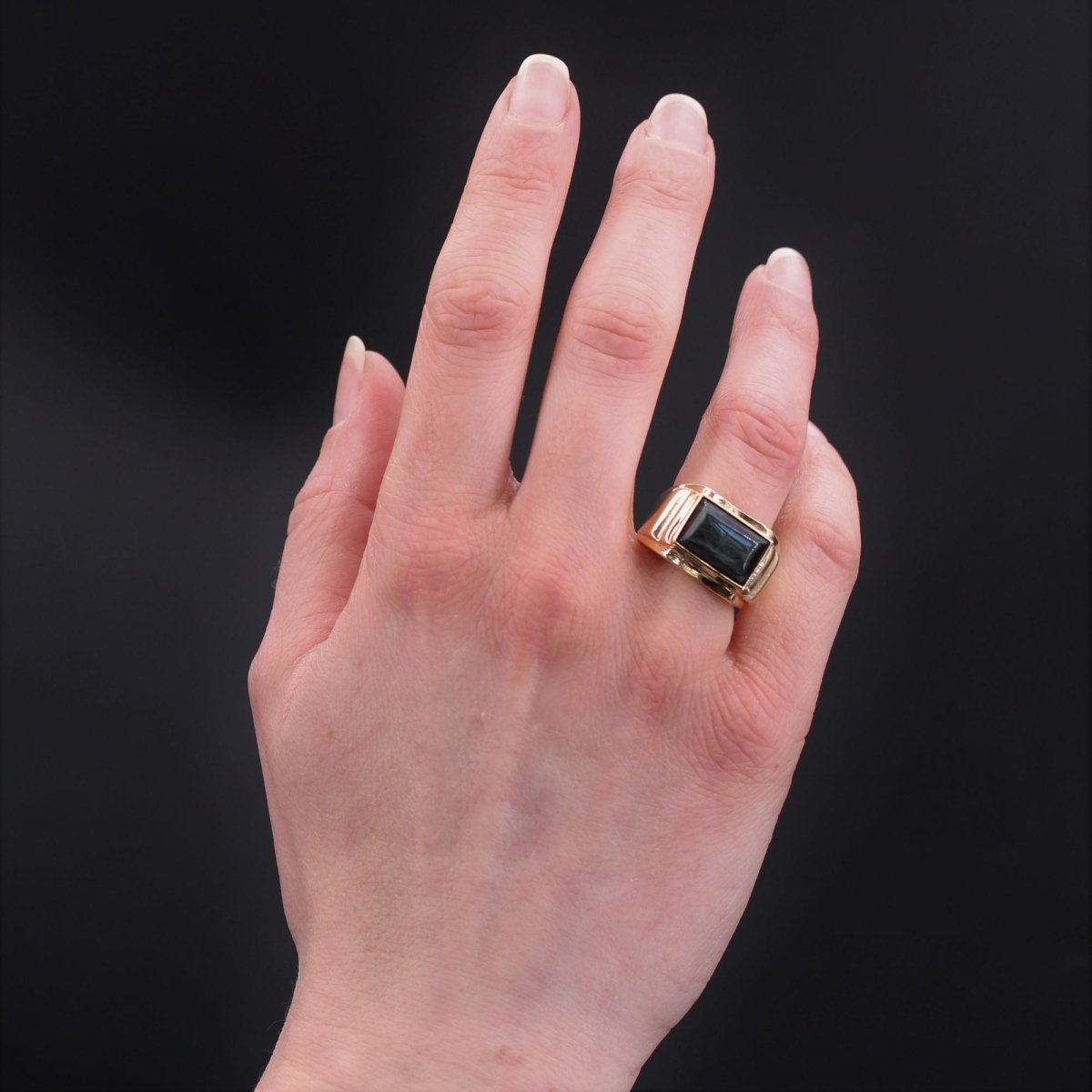 Chevalière en or et spectrolite - Castafiore