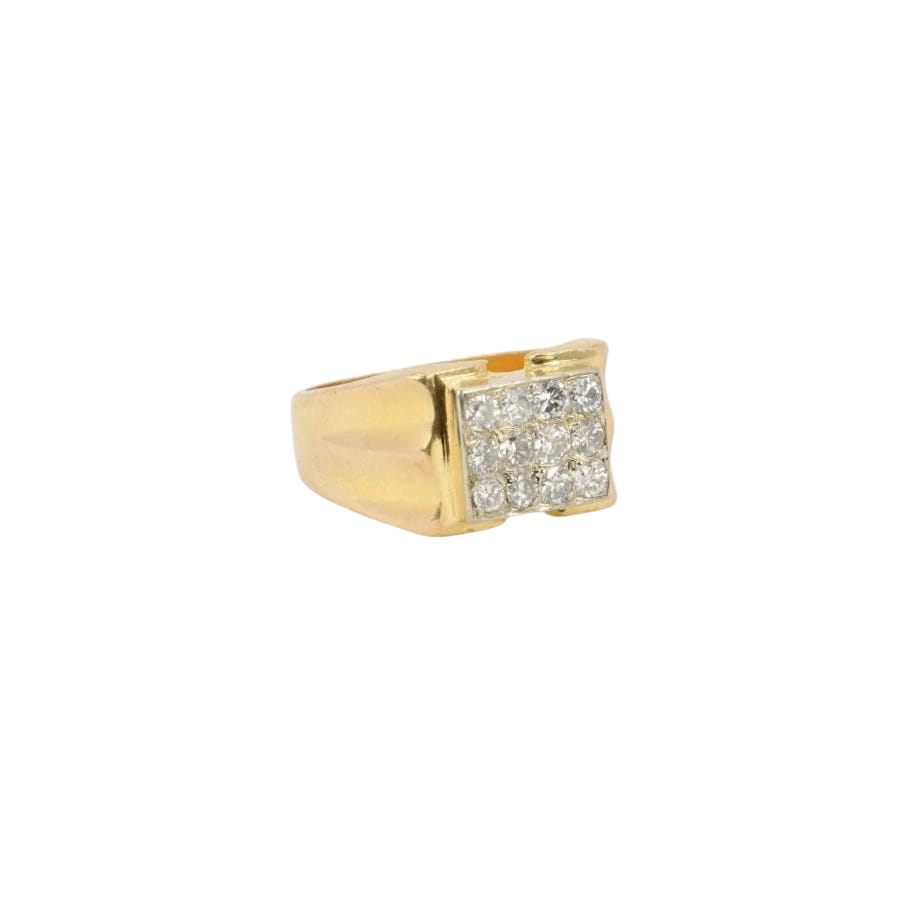 Chevalière vintage or plateau de diamants - Castafiore