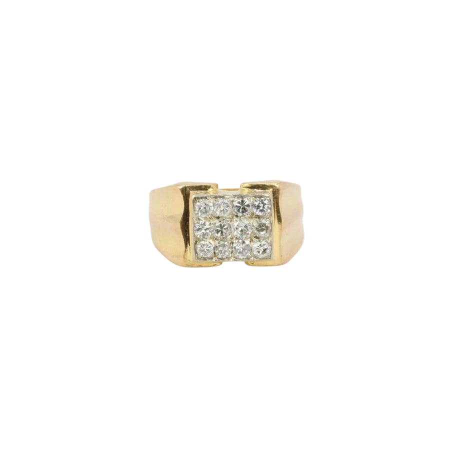 Chevalière vintage or plateau de diamants - Castafiore