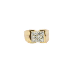 Chevalière vintage or plateau de diamants - Castafiore