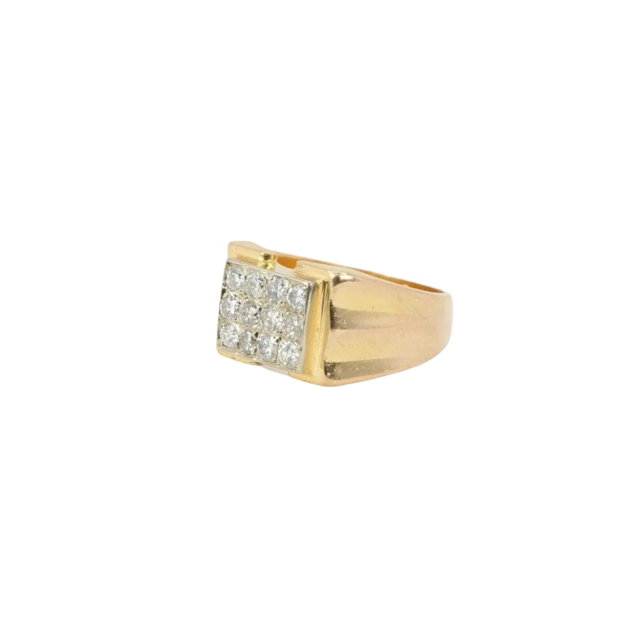 Chevalière vintage or plateau de diamants - Castafiore