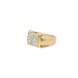 Chevalière vintage or plateau de diamants - Castafiore