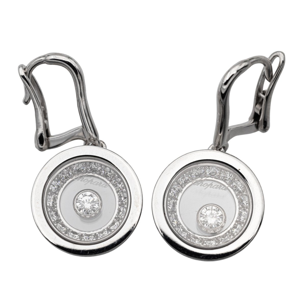 Chopard Boucles d'oreilles Happy Diamonds Or blanc Diamant - Castafiore