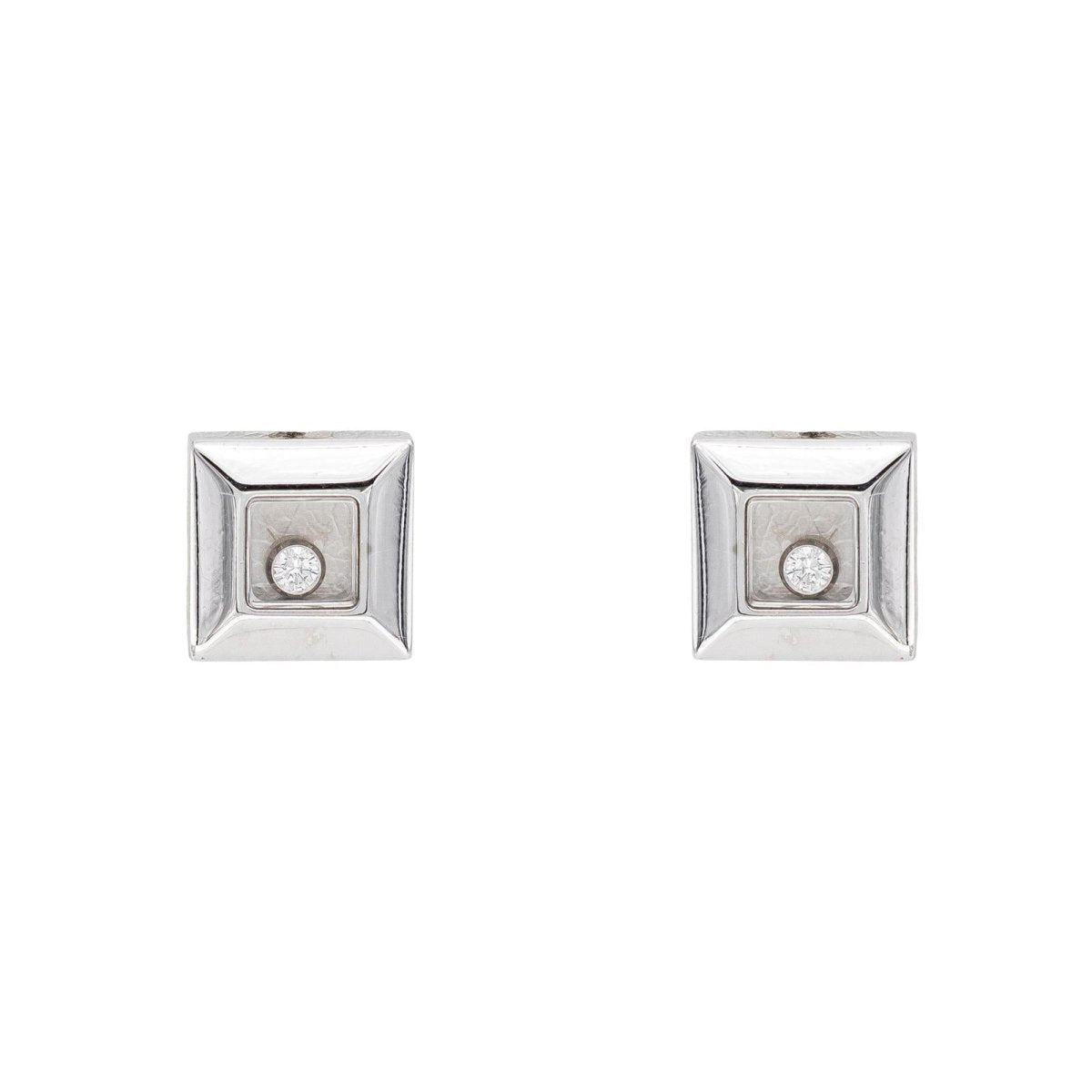 Chopard Boucles d'oreilles Happy diamonds Or blanc Diamant - Castafiore