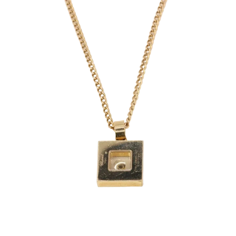 CHOPARD - Pendentif HAPPY DIAMOND carré en or jaune et diamants - Castafiore