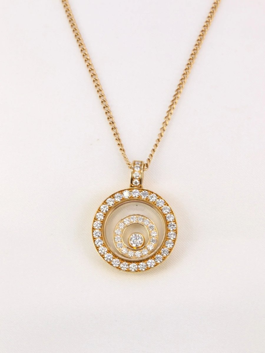 CHOPARD - Pendentif HAPPY SPIRIT rond en or jaune et diamants - Castafiore