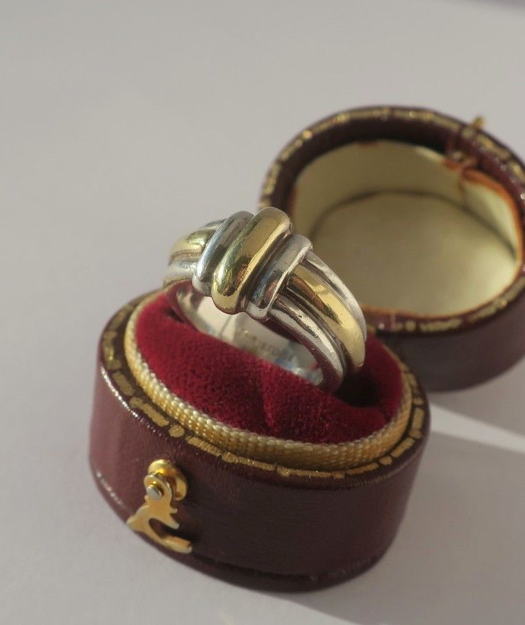 CHRISTOFLE - Bague Jonc godrons Or et Argent - Castafiore