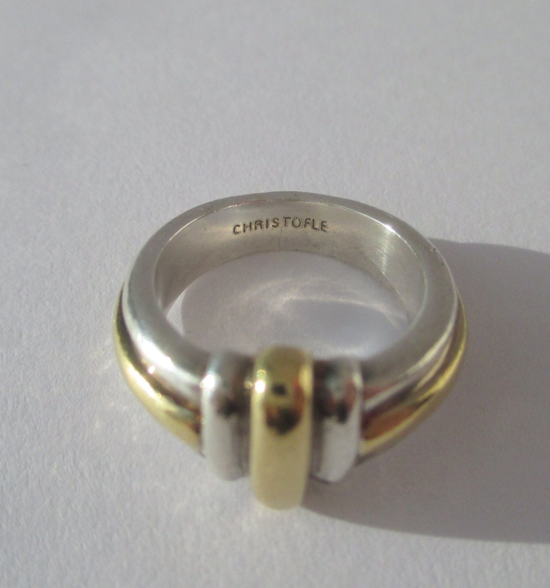 CHRISTOFLE - Bague Jonc godrons Or et Argent - Castafiore