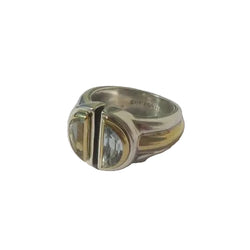 CHRISTOFLE - Bague ‘Variations’ de 1986 Aigue Marine, Or et Argent - Castafiore