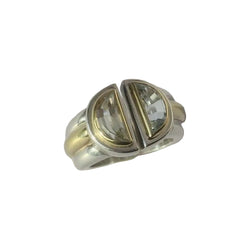 CHRISTOFLE - Bague ‘Variations’ de 1986 Aigue Marine, Or et Argent - Castafiore