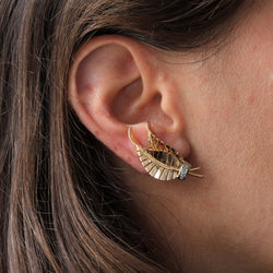 Clips d'oreilles anciens feuilles diamants - Castafiore