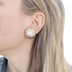 Clips d'oreilles David Webb, "Boutons", platine, or jaune, diamants. - Castafiore