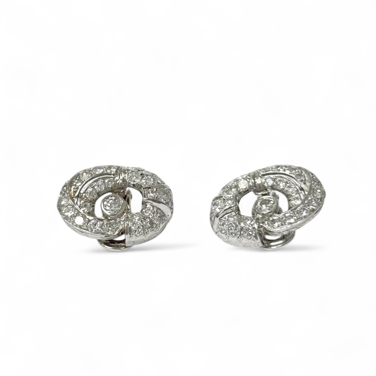 Clips d'oreilles platine et diamants - Castafiore