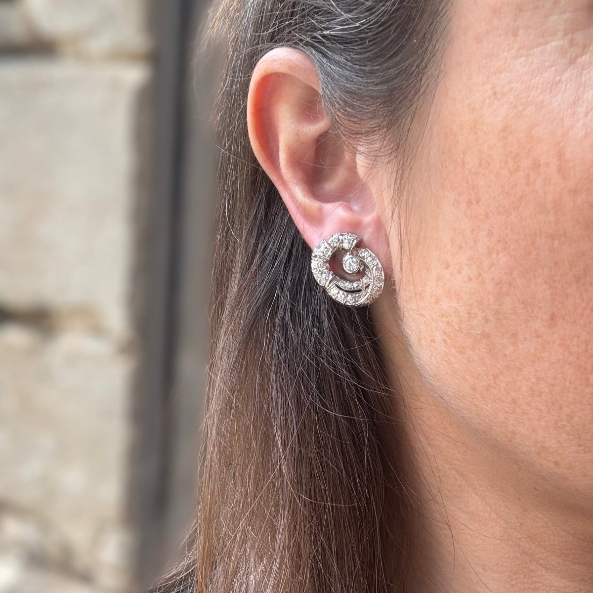 Clips d'oreilles platine et diamants - Castafiore