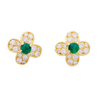 Clips VAN CLEEF & ARPELS, "Fleurette", en or jaune, diamants et émeraudes - Castafiore