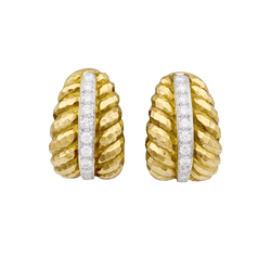 Clips vintage David Webb, platine, or jaune, diamants. - Castafiore