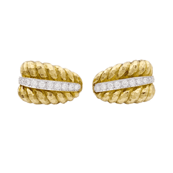 Clips vintage David Webb, platine, or jaune, diamants. - Castafiore