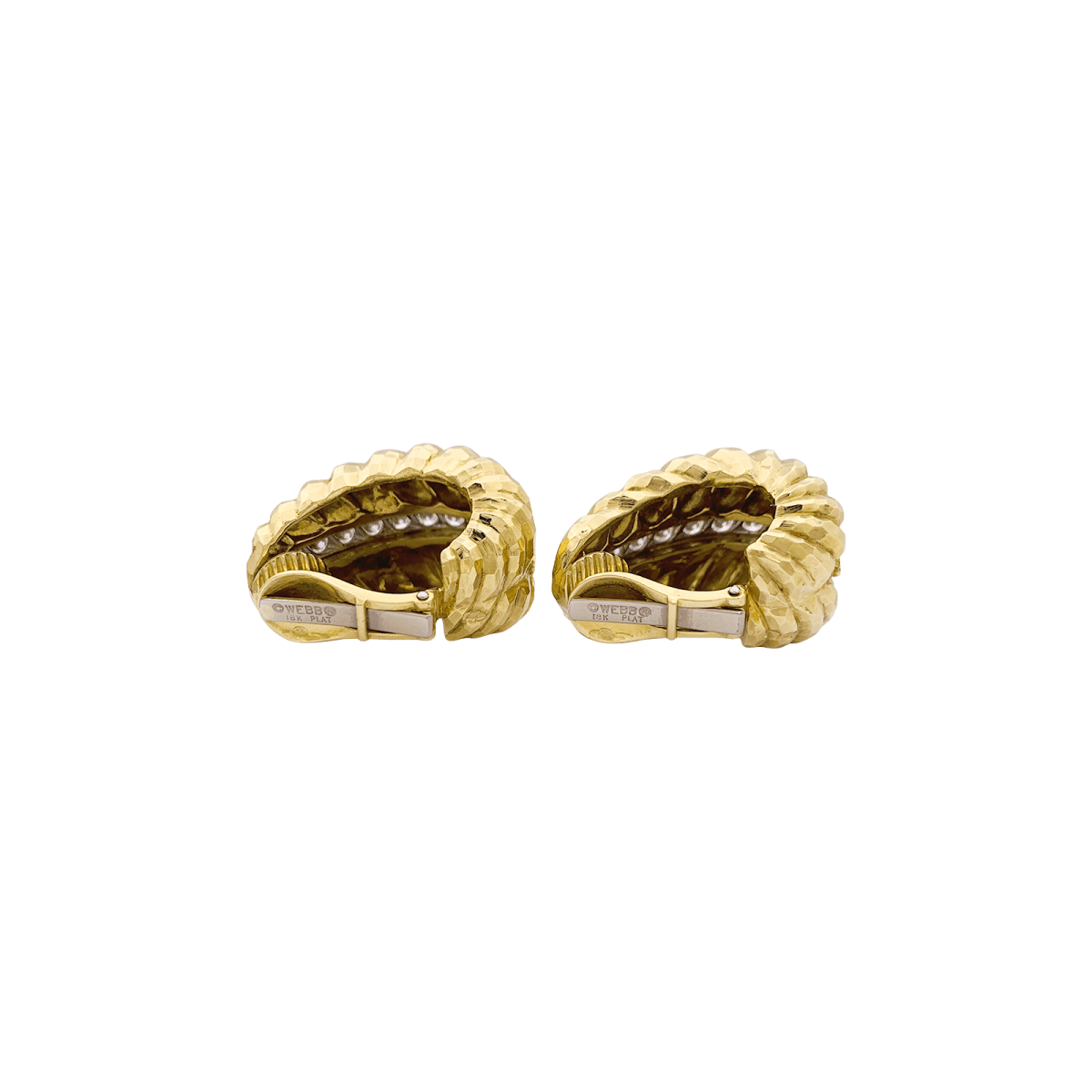 Clips vintage David Webb, platine, or jaune, diamants. - Castafiore