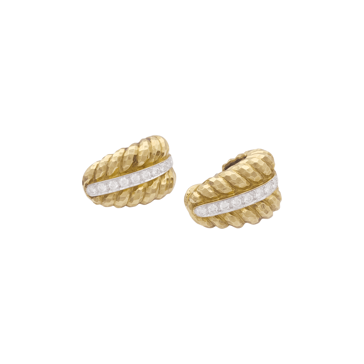 Clips vintage David Webb, platine, or jaune, diamants. - Castafiore