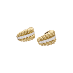 Clips vintage David Webb, platine, or jaune, diamants. - Castafiore