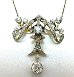 COLGANTE ANTIGUO DE DIAMANTES ESTILO ART NOUVEAU EN ORO - Castafiore