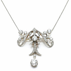 COLGANTE ANTIGUO DE DIAMANTES ESTILO ART NOUVEAU EN ORO - Castafiore