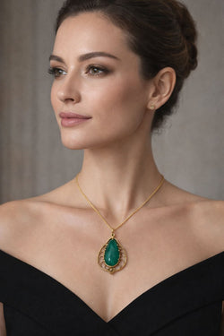 Colgante de Oro amarillo con Esmeralda y Diamante - Castafiore