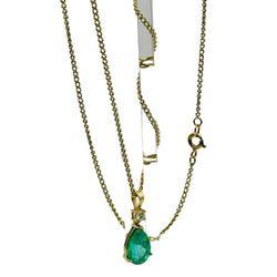 COLLAR COLGANTE EN ORO AMARILLO CON ESMERALDA Y DIAMANTE - Castafiore