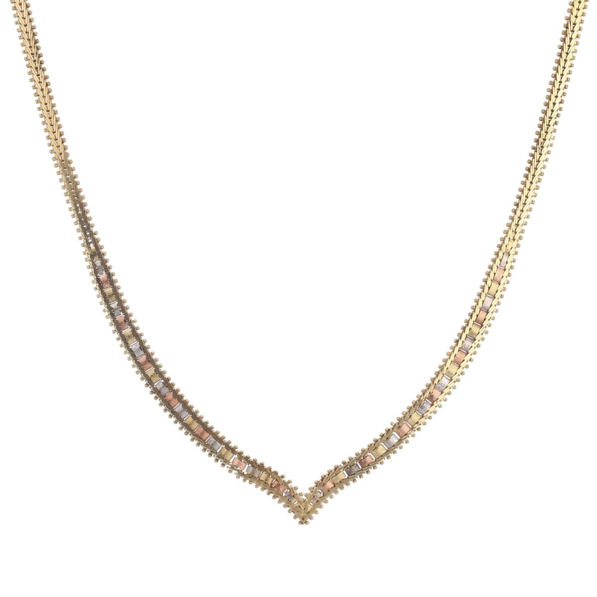 Collier 3 ors maille en or jaune, or rose et or gris - Castafiore