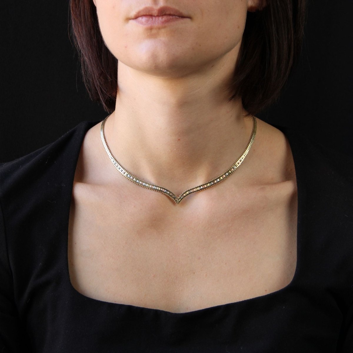 Collier 3 ors maille en or jaune, or rose et or gris - Castafiore