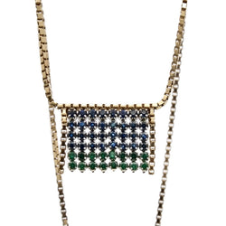 Collier à franges en or jaune et or gris avec émeraudes et saphirs - Castafiore