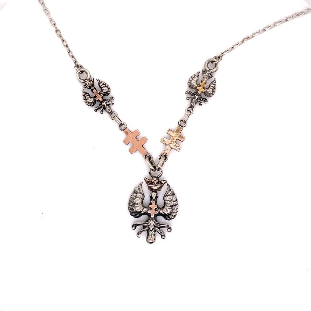 Collier Aigle Couronné Argent Et Vermeil - Castafiore