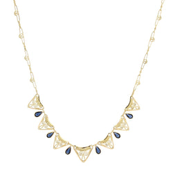 Collier ANCIEN Draperie en or jaune et saphirs - Castafiore