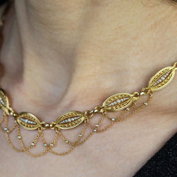 Collier ancien en or jaune et perles fines - Castafiore