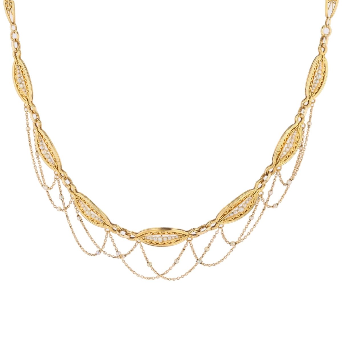 Collier ancien en or jaune et perles fines - Castafiore