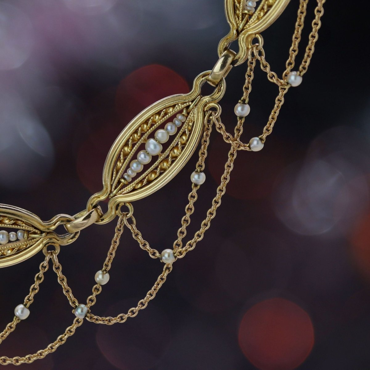 Collier ancien en or jaune et perles fines - Castafiore