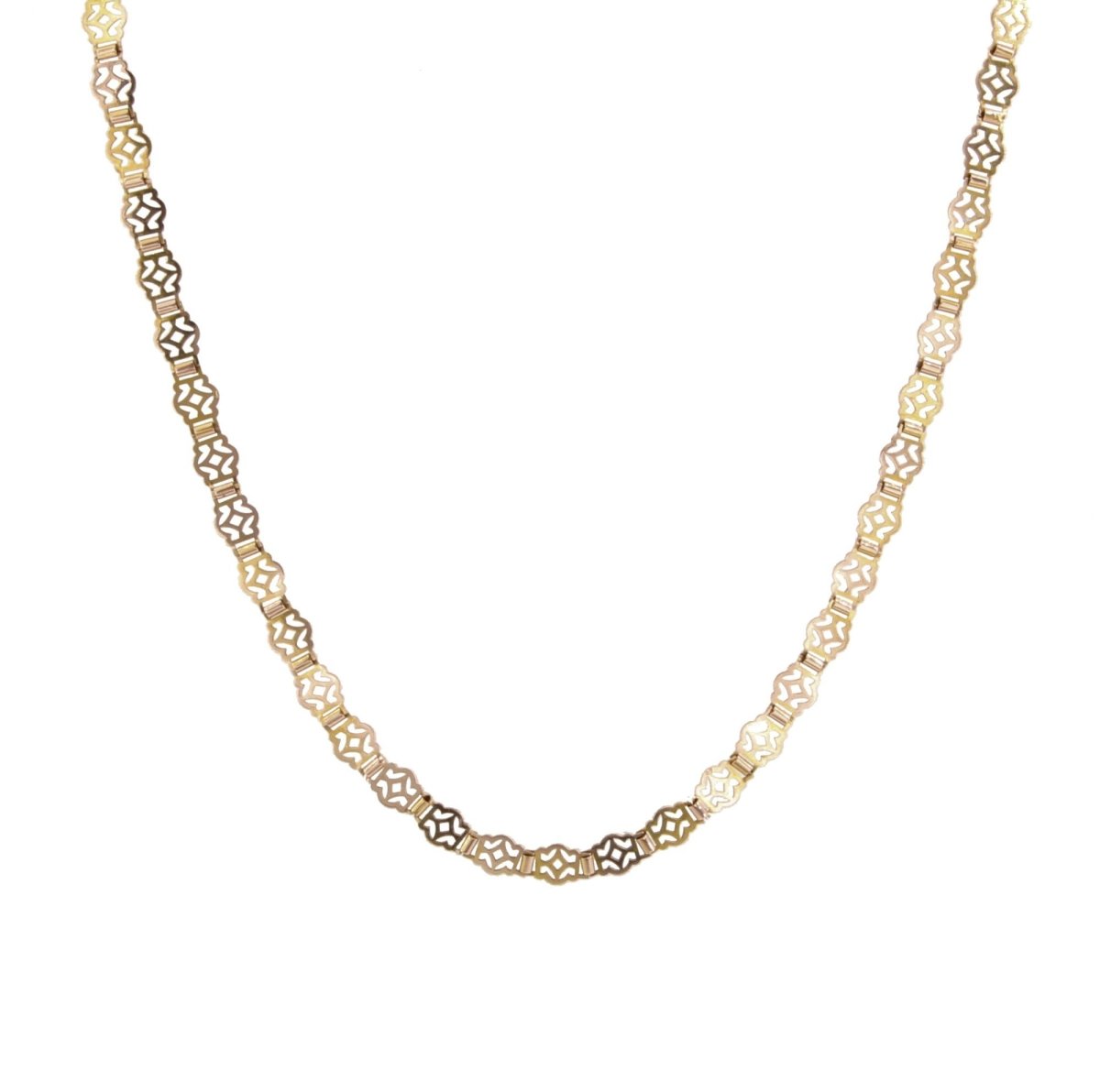 Collier ancien en or rose à motifs ajourés et articulés - Castafiore