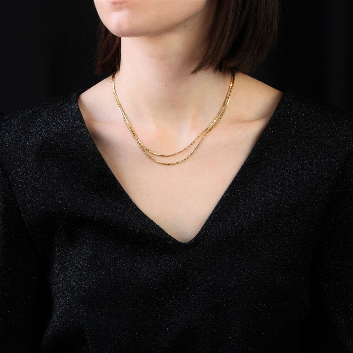 Collier ANCIEN Maille rectangulaire en or jaune - Castafiore