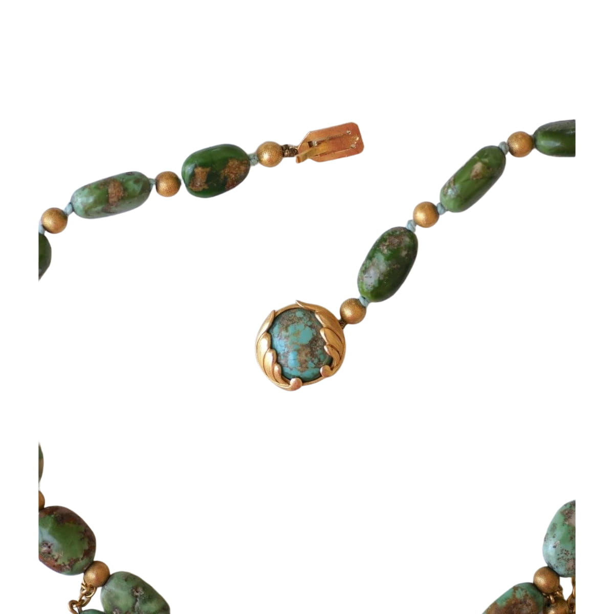 Collier Ancien Neo Egyptien Or Jaune et Turquoises - Castafiore