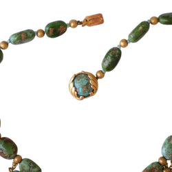 Collier Ancien Neo Egyptien Or Jaune et Turquoises - Castafiore