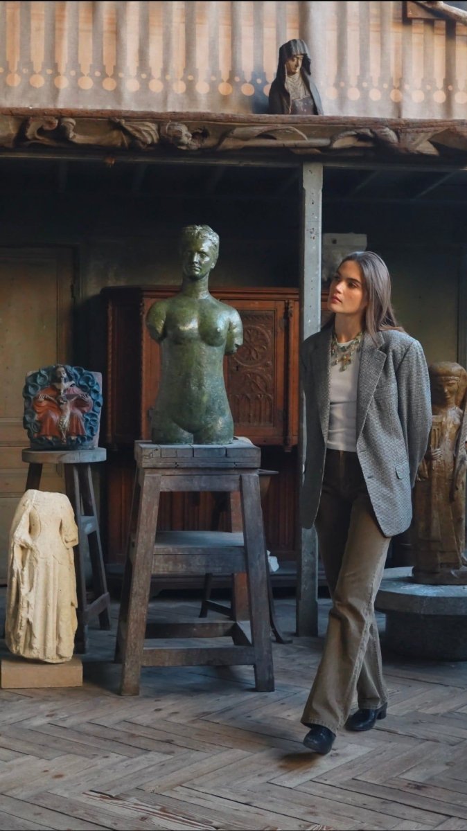 Collier Ancien Neo Egyptien Or Jaune et Turquoises - Castafiore