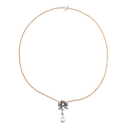 Collier ancien nud de diamants et perle fine