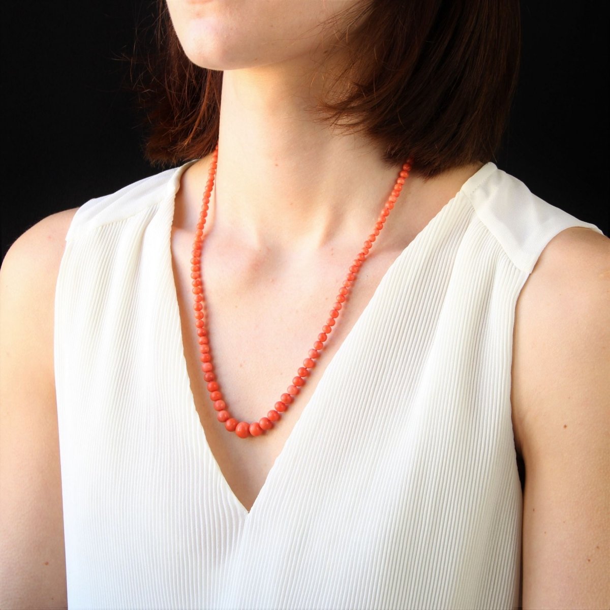 Collier ANCIEN Perles en or jaune et corail - Castafiore