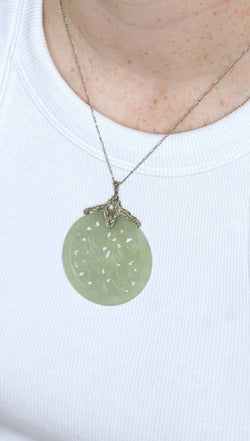 Collier Art Déco diamants et Jade - Castafiore