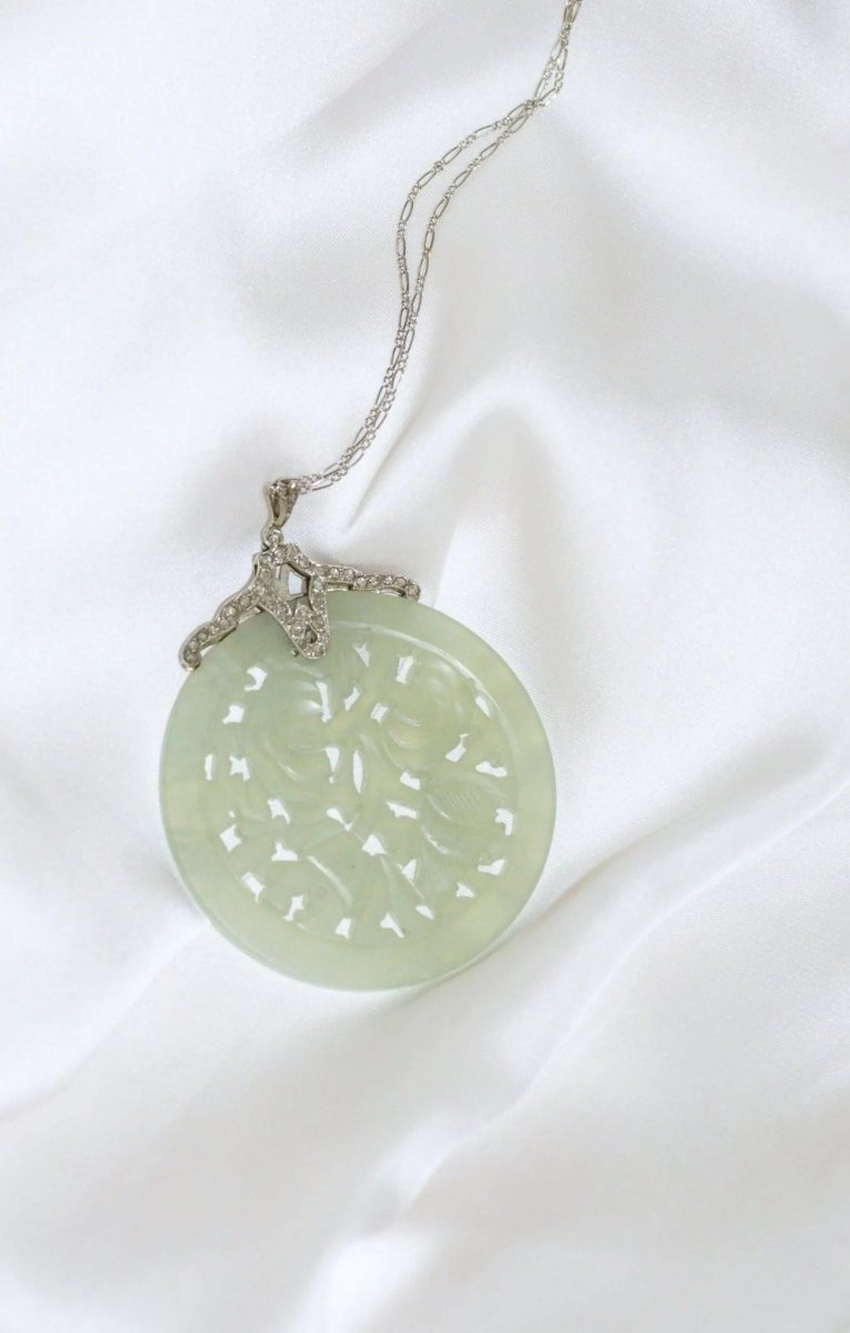 Collier Art Déco diamants et Jade - Castafiore
