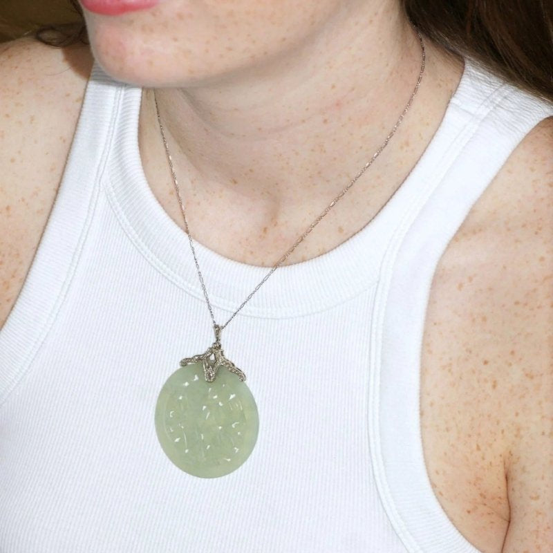 Collier Art Déco diamants et Jade - Castafiore