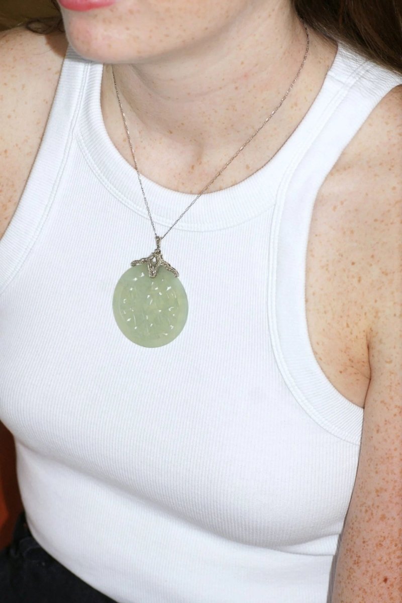 Collier Art Déco diamants et Jade - Castafiore