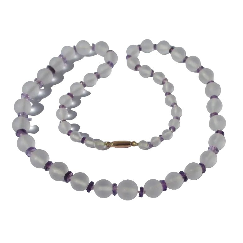 Collier Art Déco en cristal de roche et améthyste - Castafiore