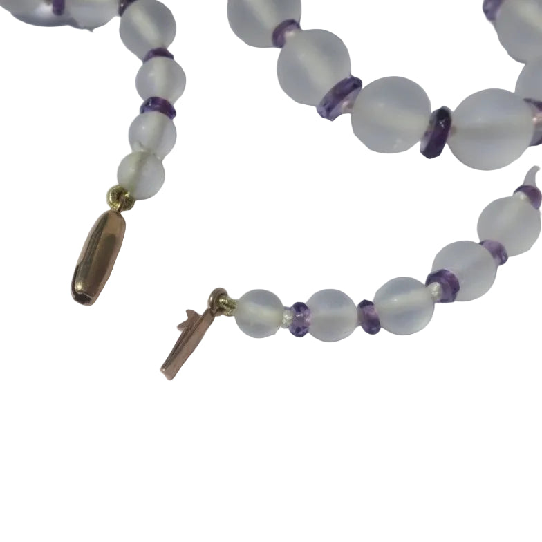Collier Art Déco en cristal de roche et améthyste - Castafiore